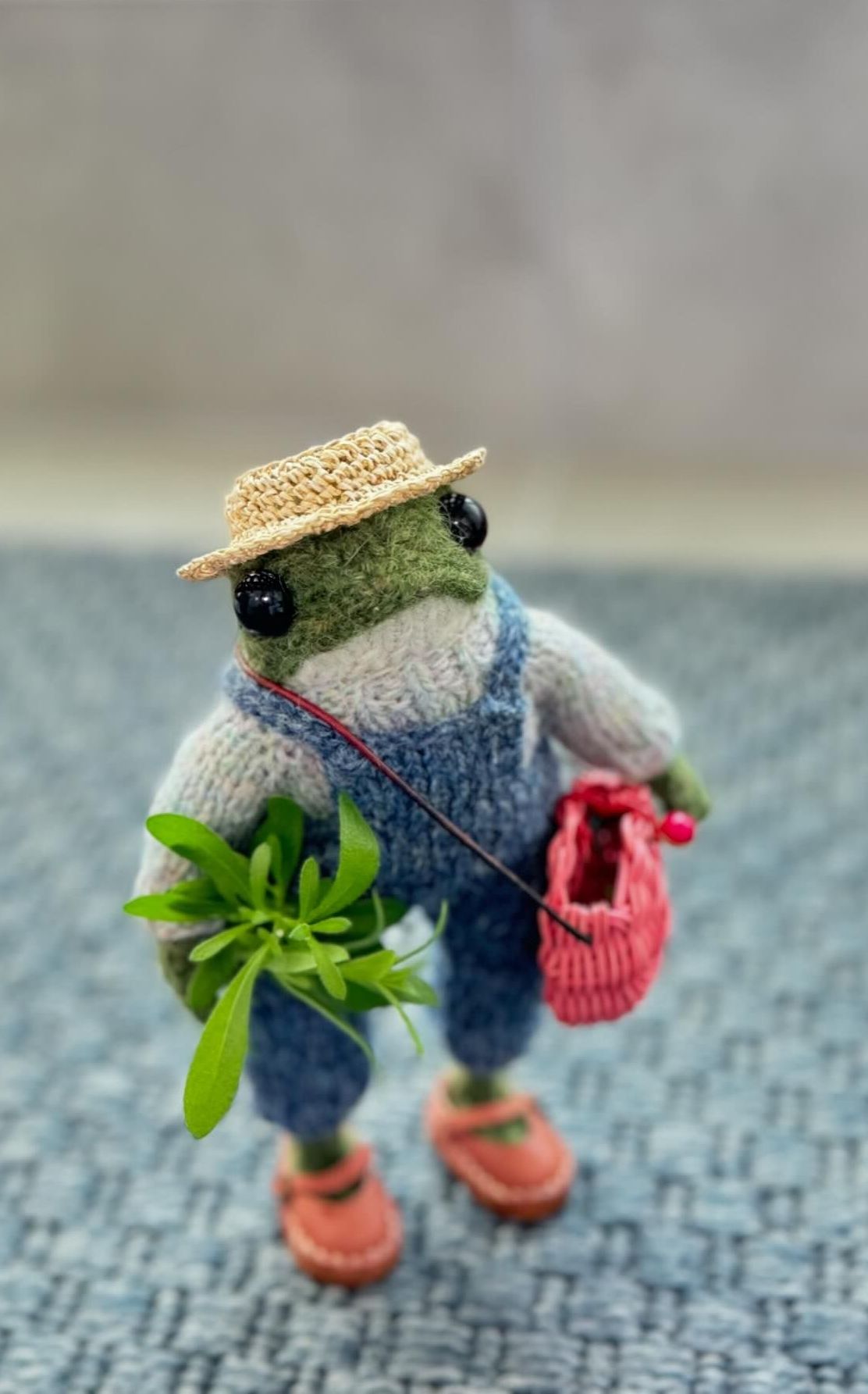 how adorable is this knitted frog in jumper and overalls? The frog and sweater jumper pattern is by Claire Garland and the overalls pattern by Zinc - click through to find out how to get these patterns and more - including a free tutorial to make Froggy this most adorable crochet hat!