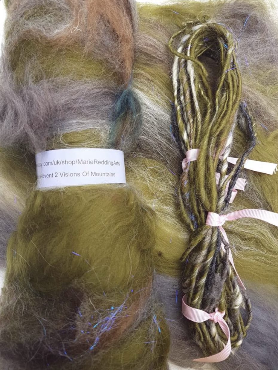 blended wool batt shades of mountain landscape inspired by The Lord of The Rings and hand blended by Marie Reddings Arts on Etsy