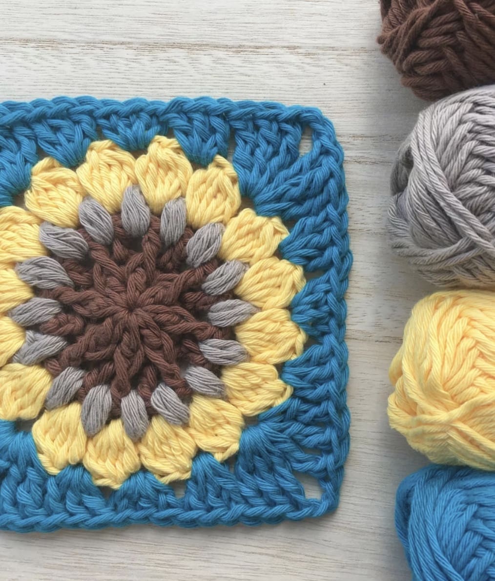 sunflower crochet square free pattern