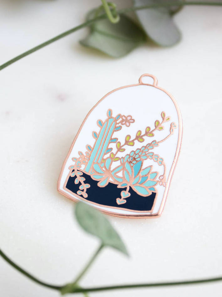 bell jar plants enamel pin by sparrow and wolf