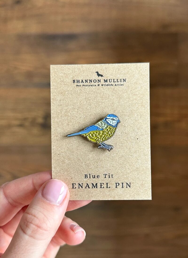 blue tit enamel pin by shannon mullin available to buy on Etsy handmade in soft enamel. Just one of my favourite enamel pins design ideas