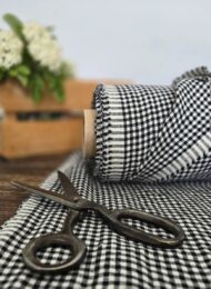 gingham linen fabric black and white