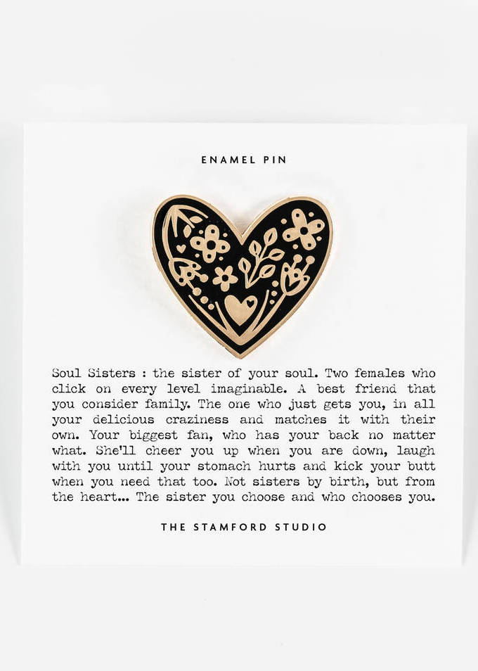 soul sister heart enamel pin by the stamford studio from not on the high street