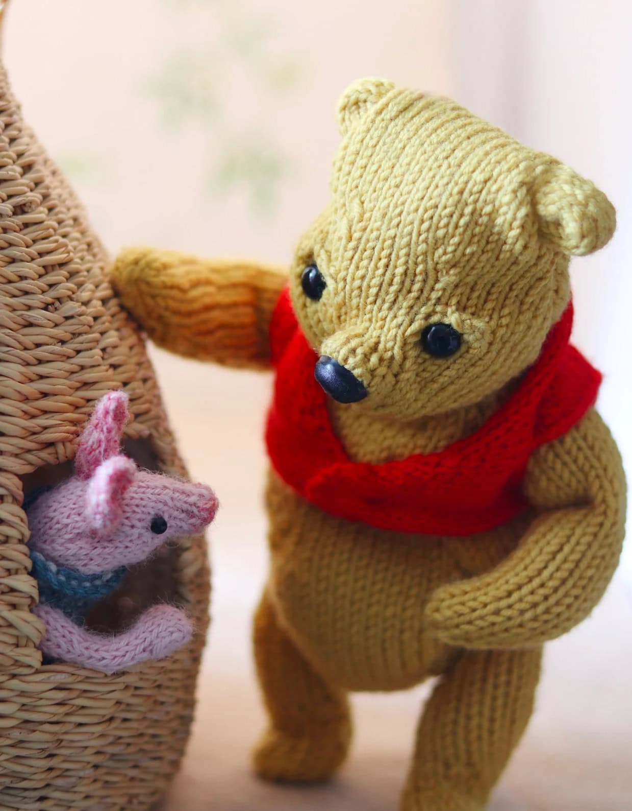 winnie the pooh knitting pattern Honey Bear inspired by Pooh Bear himself from the A A Milne books with illustrations by E H Shepard. It's by Claire Garland aka Dot Pebbles Knits and just one of her gorgeous collection that includes Piglet and Eeyore too! Read my blog post to get all the info you need, see beautiful images and a cute little video - as well as get your PDF digital download pattern and start knitting today!