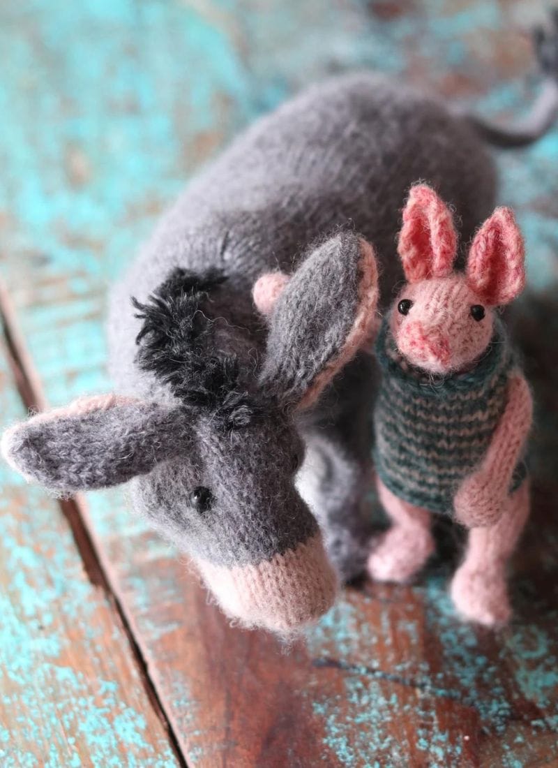 winnie the pooh knitting patterns eeyore and piglet by claire garland aka dot pebbles knits