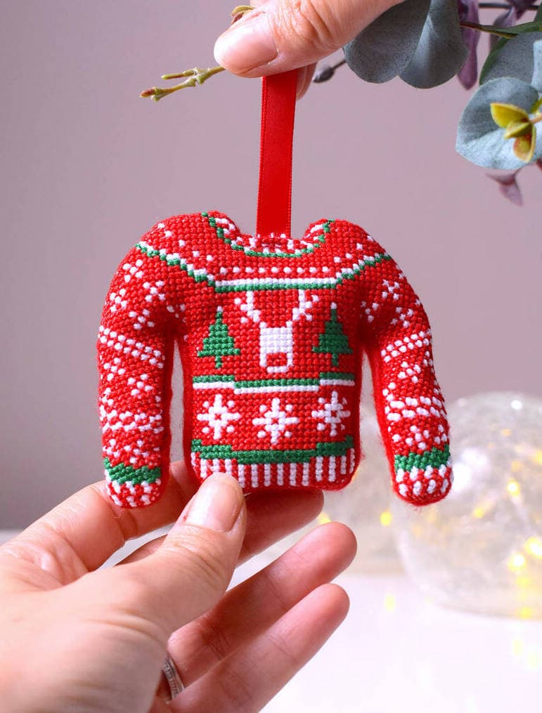 christmas jumper stitch your own bauble cross stitch kit