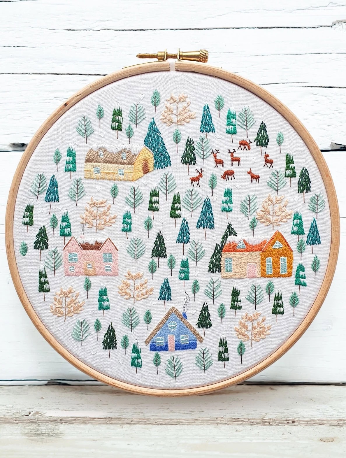 winter christmas scandi embroidery pattern by georgie emery and available to buy as PDF pattern on Etsy